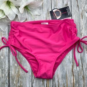 Ruched High Waisted Bikini Bottoms, Size XS